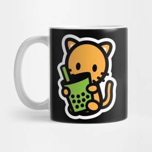 Cat Orange Matcha Boba Tea Drink Bambu Kitten Animal Lover Mug